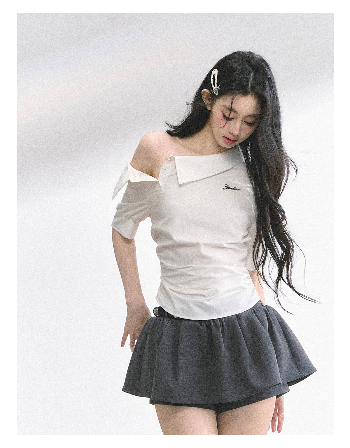 High-quality round-leg French-style off-the-shoulder, slim-fit, short-sleeved summer men's t-shirt for women SHAOYEYAN