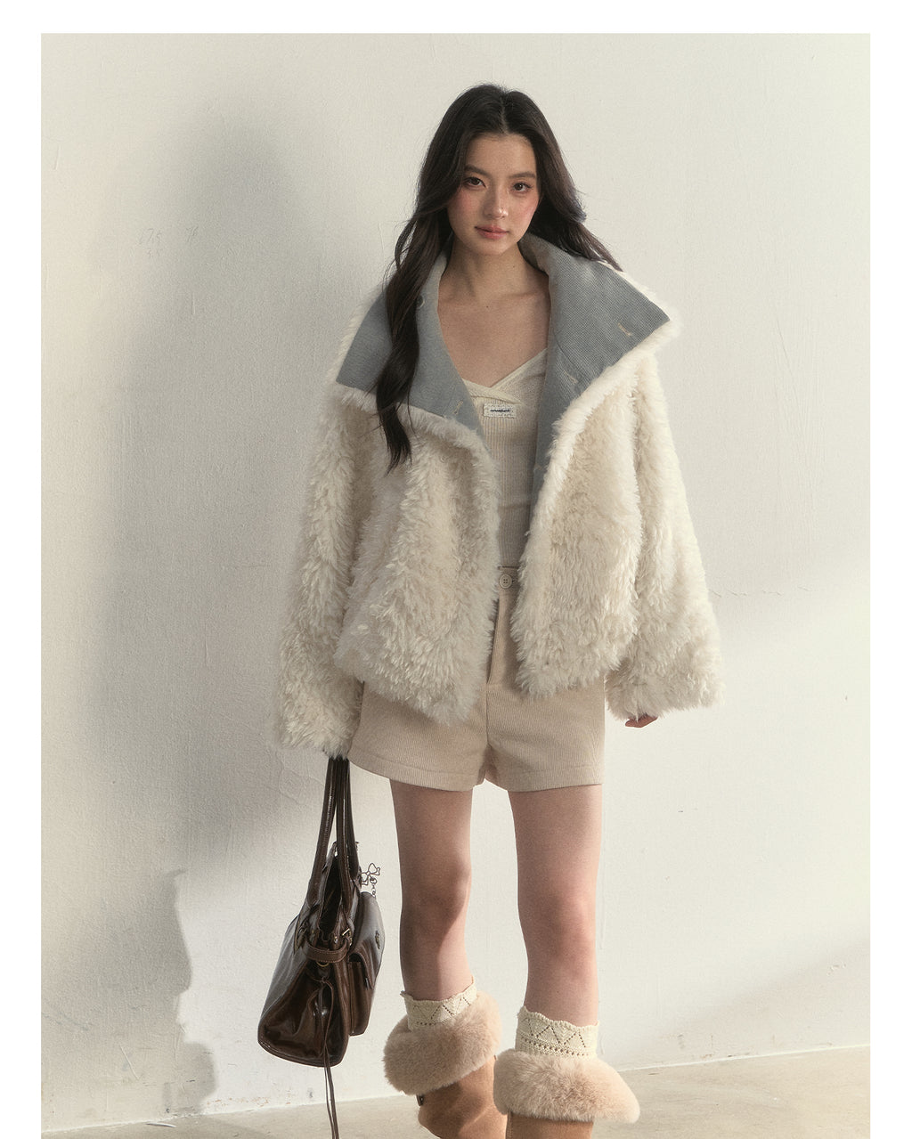 SUNSET PARK "Warm Winter Oak Forest" Soft Double-Breasted Fleece Parka