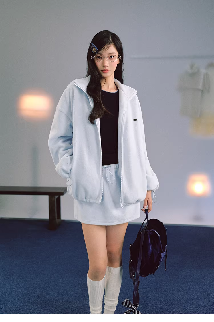 LaluneDuCiel Bobbi cotton flannel stand collar jacket, comfortable and casual style, versatile.