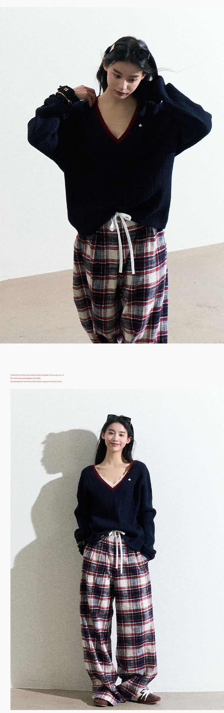 OAKMOO "The River Crossed Me" - Fashionable V-neck knit sweater, perfect for everyday wear and work.