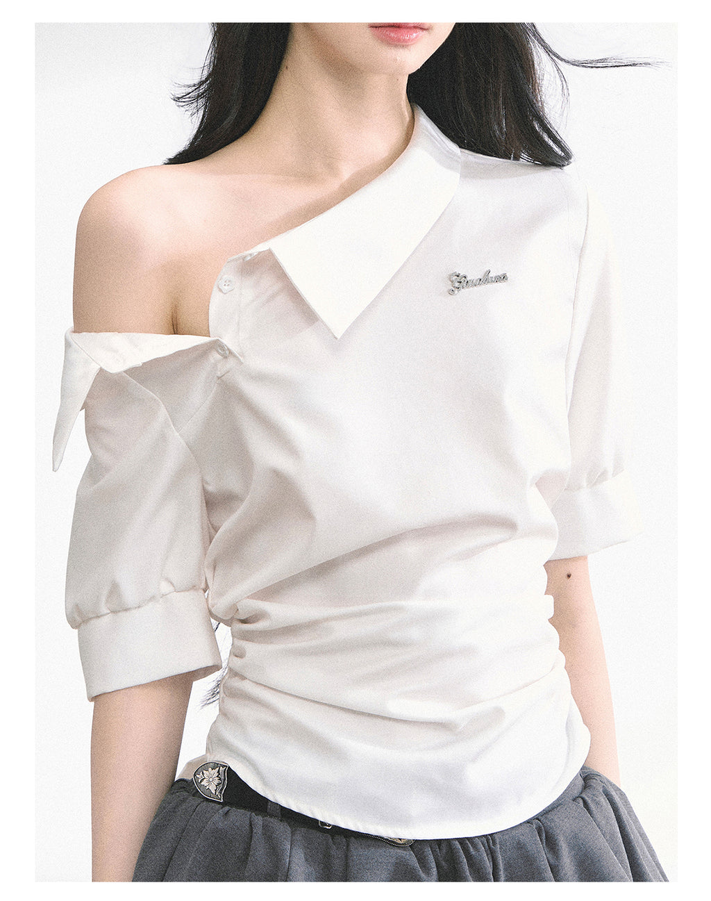 High-quality round-leg French-style off-the-shoulder, slim-fit, short-sleeved summer men's t-shirt for women SHAOYEYAN
