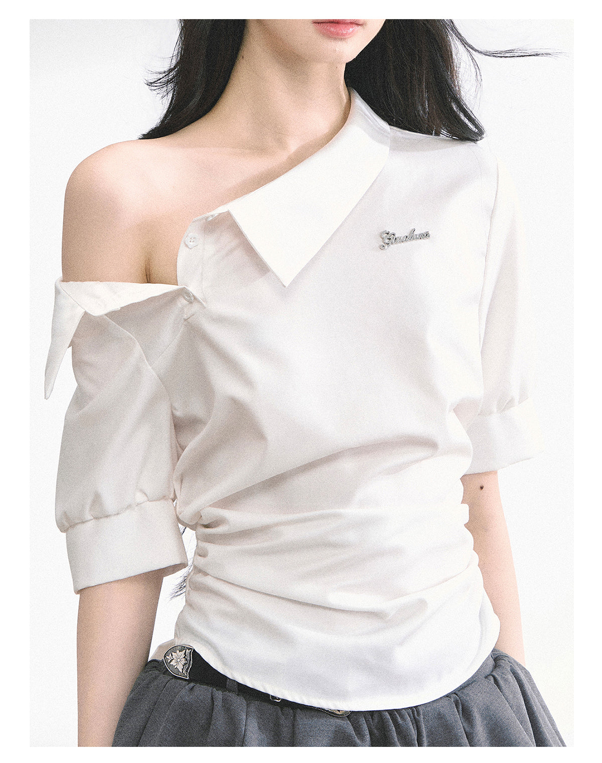 High-quality round-leg French-style off-the-shoulder, slim-fit, short-sleeved summer men's t-shirt for women SHAOYEYAN