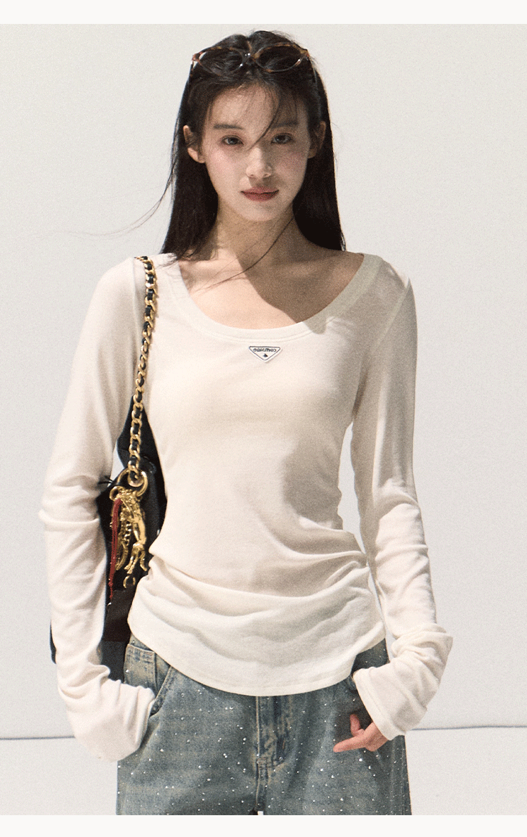 OAKMOO Tencel sweater with long sleeves, slim fit, U-neck (Sale)