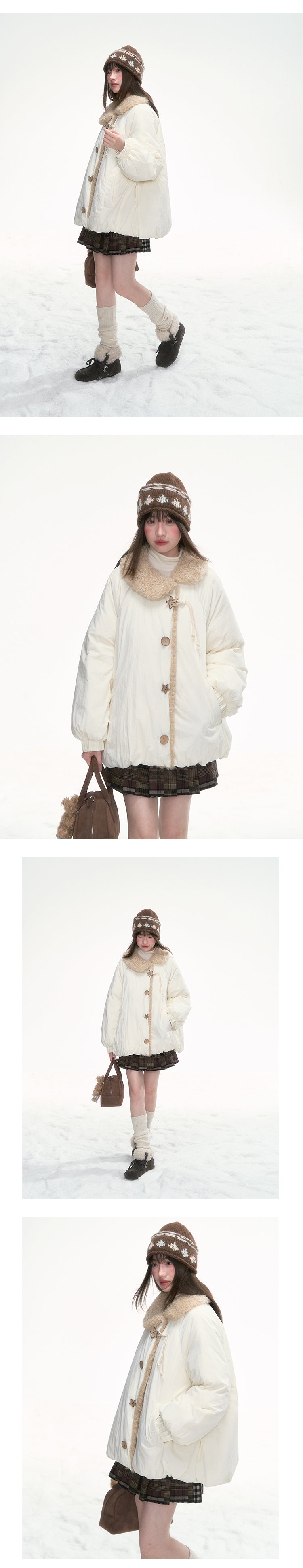 CANSTOREGIRLS 'Rongjian Xingtui' Canned Food Store winter thick warm white bud collar down jacket 90 new