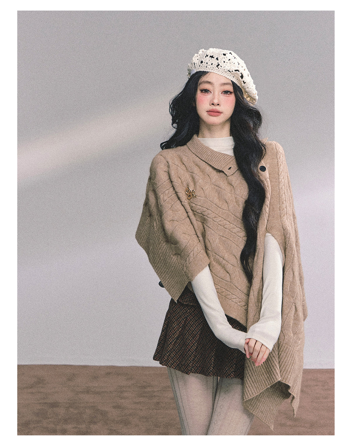 Shaoyeyan Women's Autumn Winter French Style High-end Knitted Wool Coat Loose Fit