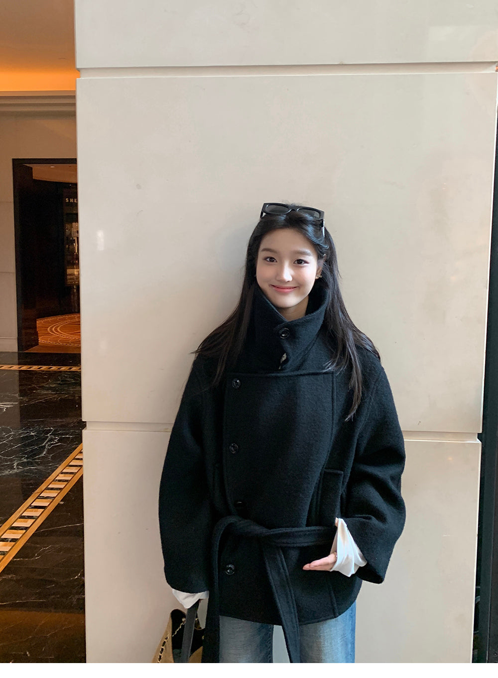 XZICHIC continues the classic style of Kim Min-hee wool coat, women's winter coat, size 57 (wool and alpaca wool).