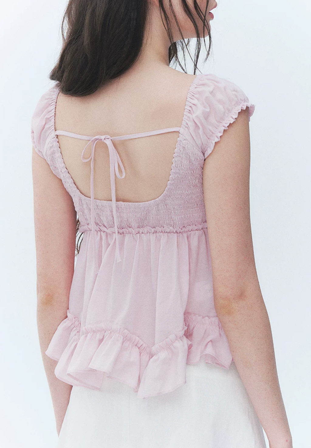 LaluneDuCiel Summer sweet French lace V-neck short-sleeved shirt for women