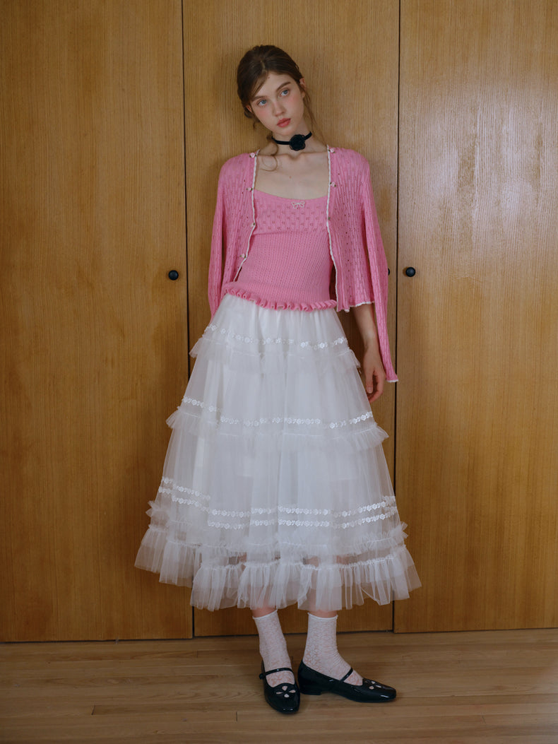 ISISLOVE Unique design, gorgeous white tulle midi skirt, super flowy and layered, perfect for fall.