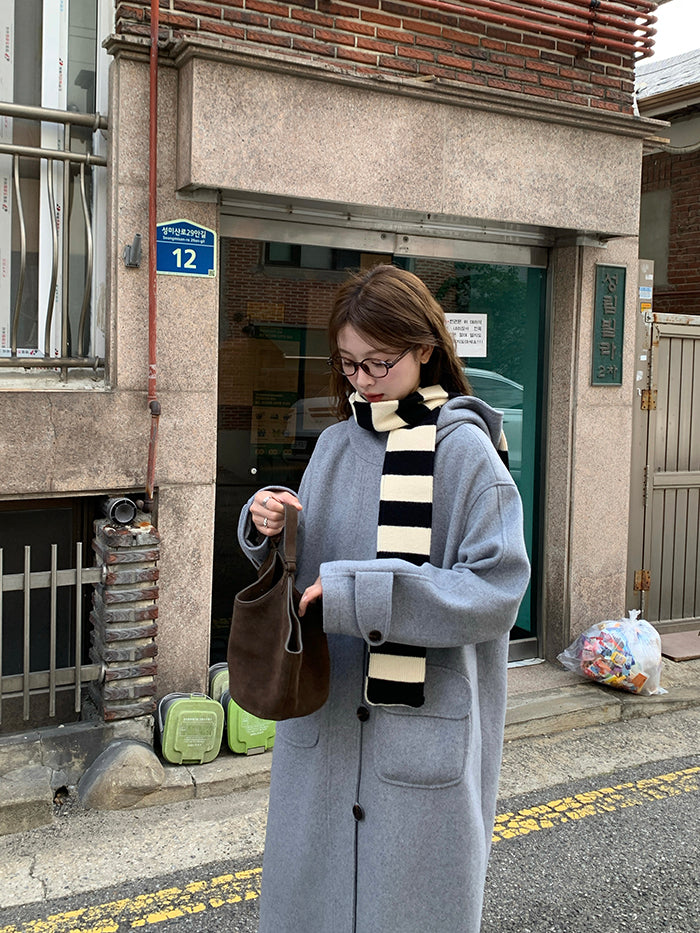 RAINY Women's Classic Single Breasted Hooded Wool Coat, Winter Design, Classic Style, Loose Fit, Versatile Wool Coat