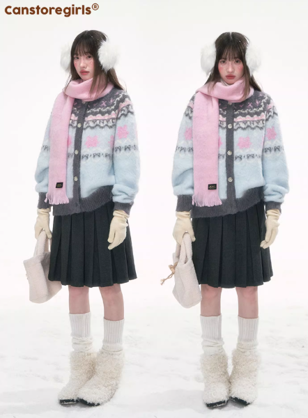 CANSTOREGILRS New Winter Knitted Cardigan 'Sweet Dream Blue Island'