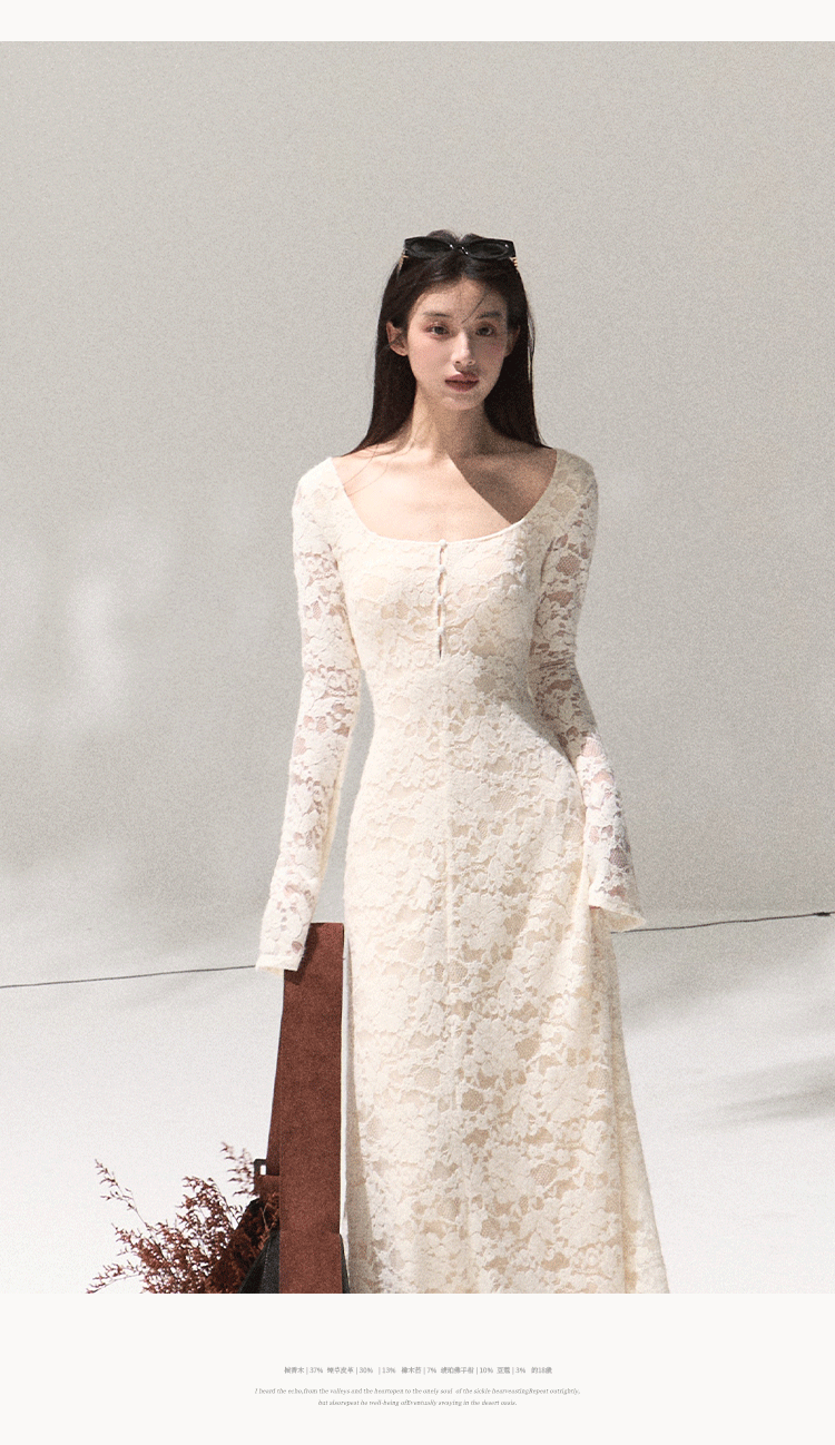 Oakmoo Warm Velvet Stretch Lace Dress