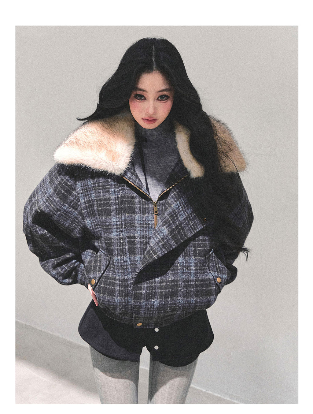 SHAOYEYAN Aomalm Women's Hepburn "She's Not as Dazzling as Fireworks" Thick Plaid Quilted Coat Winter Loose Coat