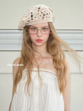 FEITIY White knitted floral hat