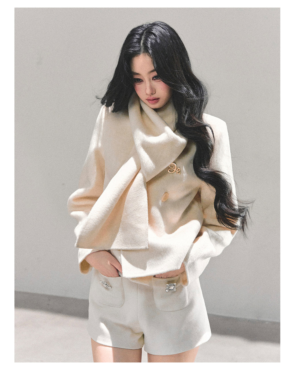 SHAOYEYAN Aomalm Women's "Twilight Forest" High-end Wool Coat, giving off a refined, luxurious feel, perfect for a wealthy heiress. Double-sided wool coat.