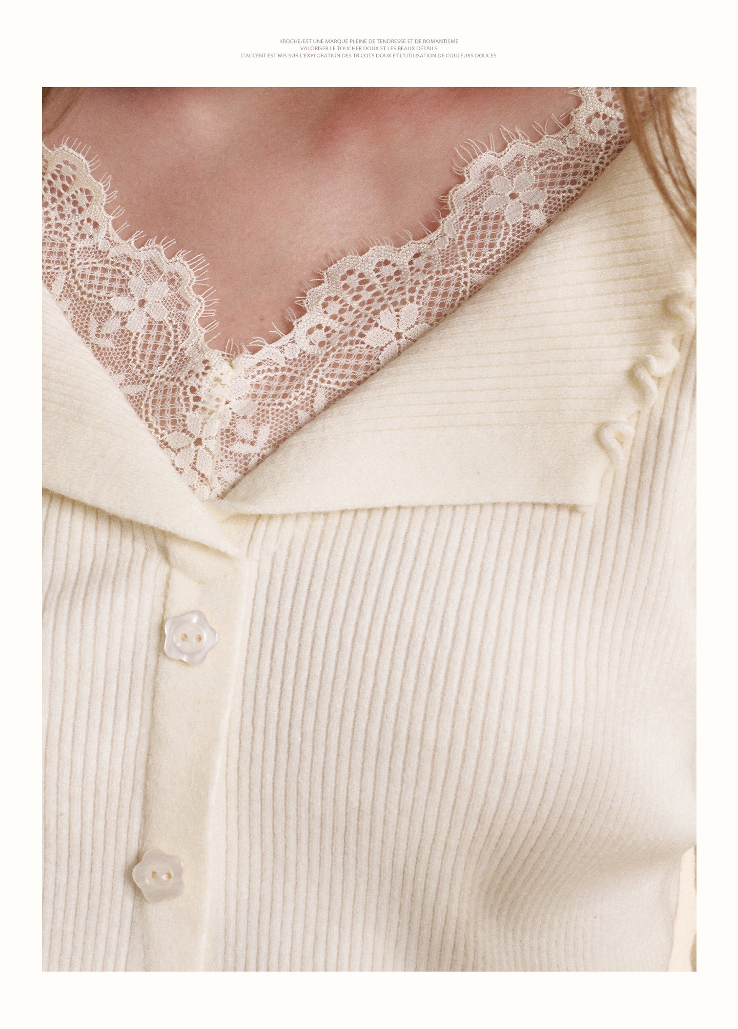 KROCHE Romantic faux lace embroidered two-piece cardigan