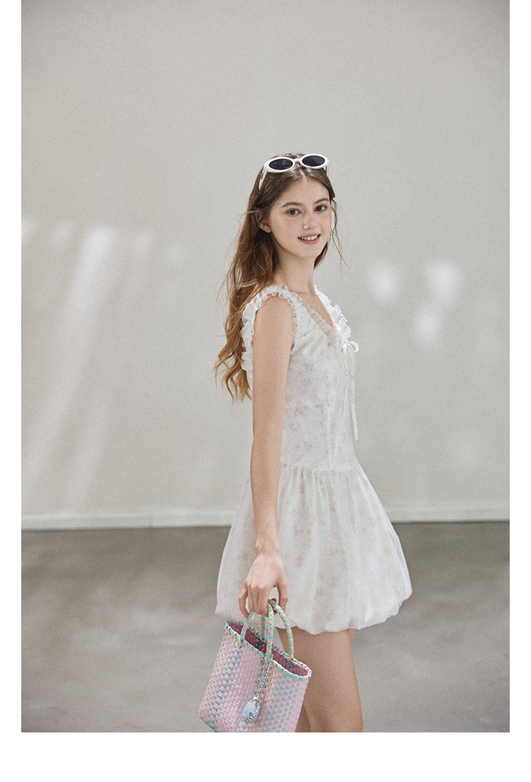 "Misty Summer" Sleeveless floral dress for women, Callmelater floral lace tutu dress
