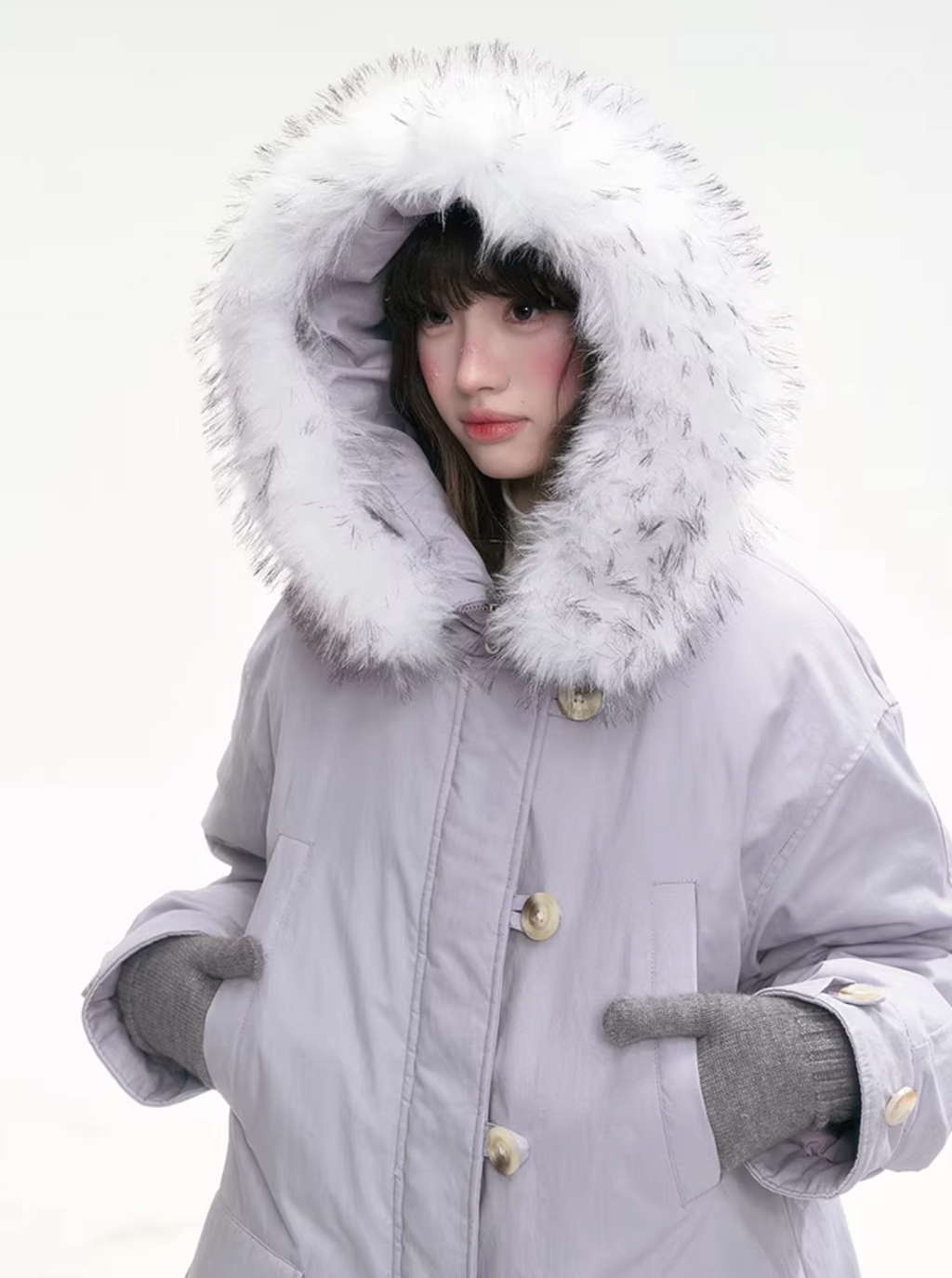 CANSTOREGIRLS Purple 'Twilight Soft Fleece' Long Coat by Canned Goods Store, Warm Down Coat with 90% White Duck Down, International Standard.