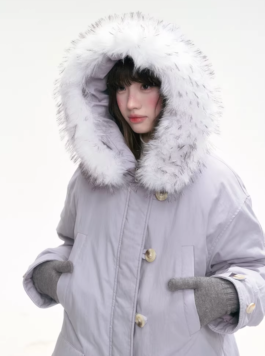 CANSTOREGIRLS Purple 'Twilight Soft Fleece' Long Coat by Canned Goods Store, Warm Down Coat with 90% White Duck Down, International Standard.