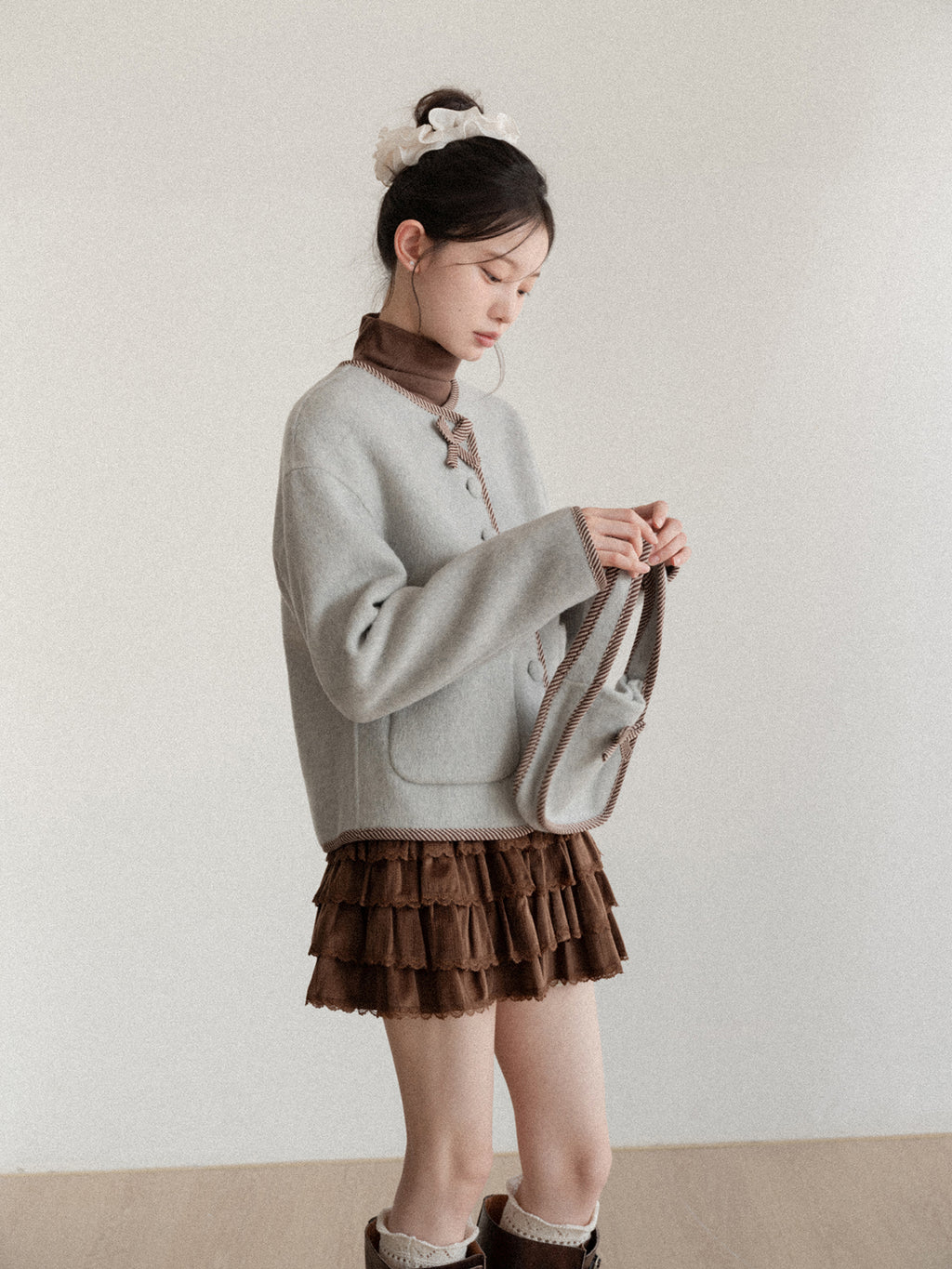 CANTONSTORY Yangcheng Story Korean style 70% wool double-sided wool coat for women winter new sweet (with handbag))