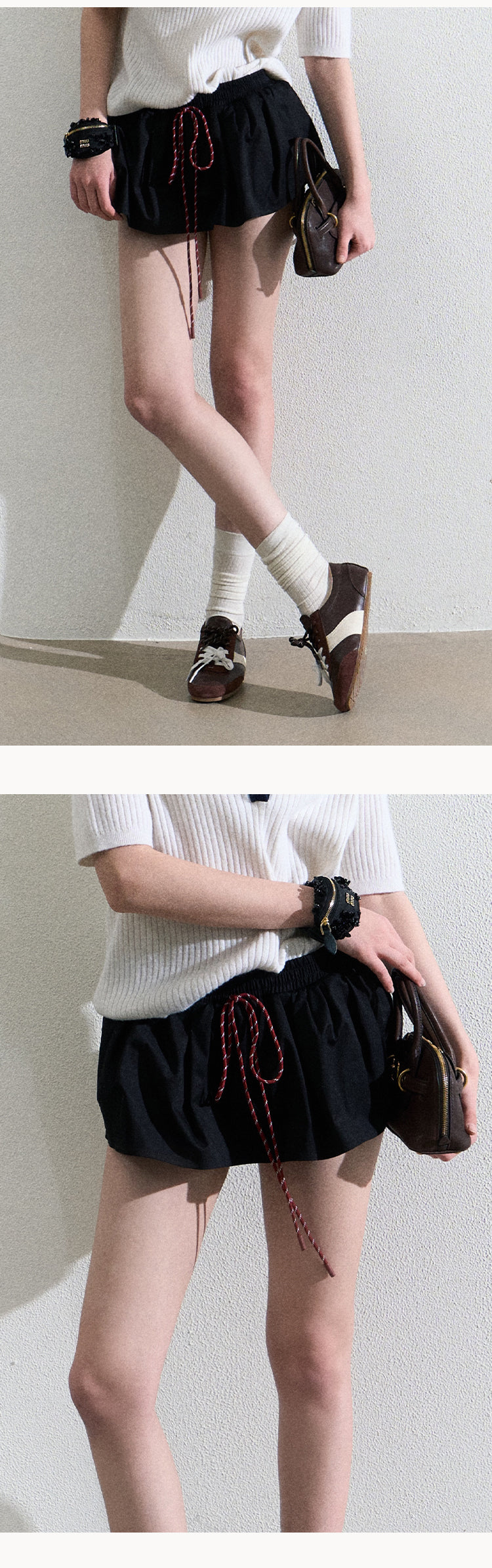 OAKMOO Multi-color stretch mini dress, drawstring, tulip skirt shape, "Lemon Scent" skirt shape, slimming and lengthening legs