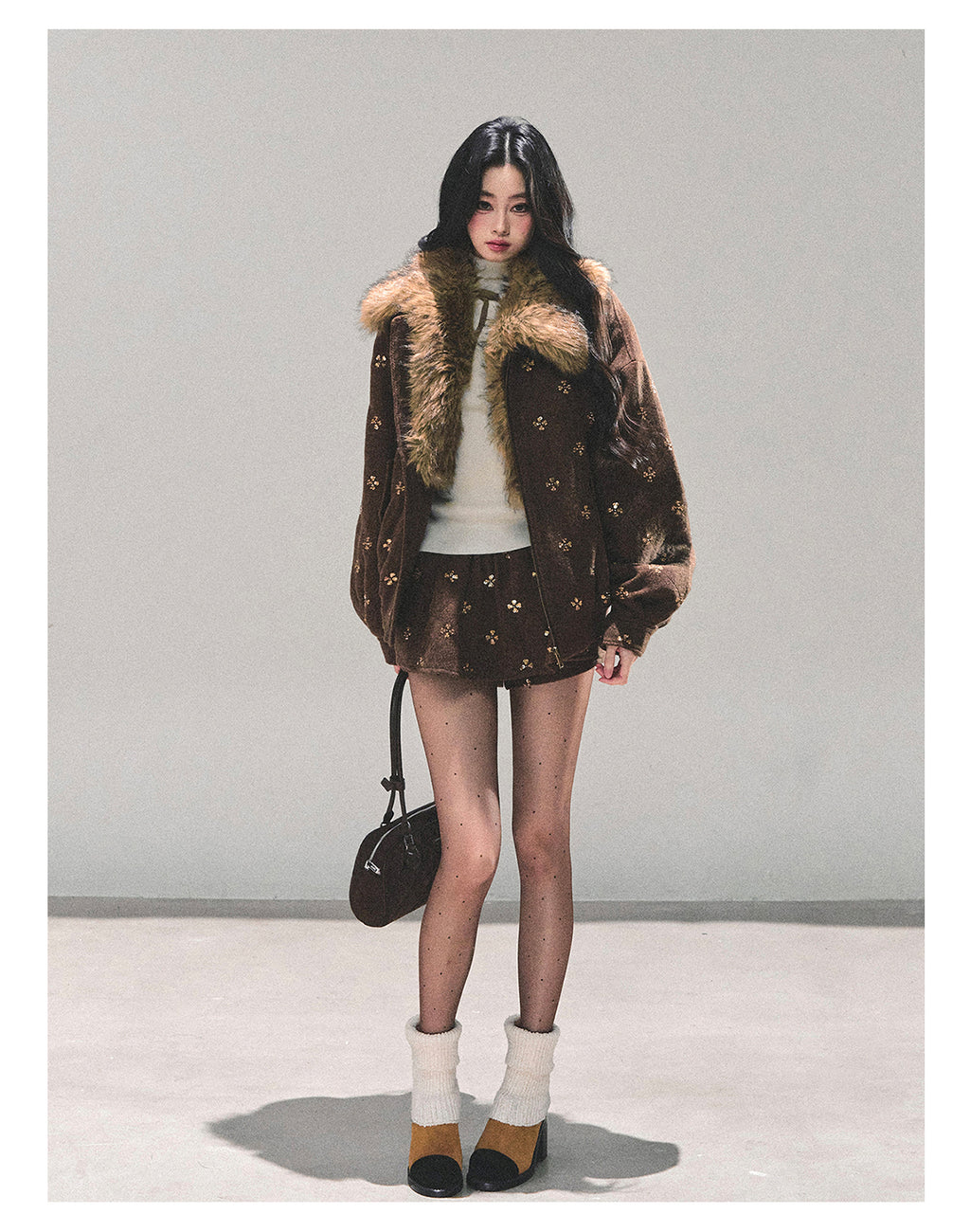 SHAOYEYAN Aomalm Women's Merard "Whisper of Falling Snow" Woolen Suit - Two-Piece Winter Quilted Jacket and Skirt Set