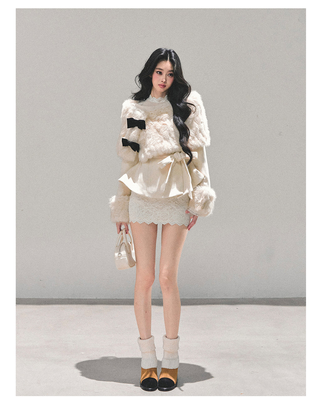 SHAOYEYAN Women's "Through Her Dreams" Luxury Winter Coat, Cloak and Shorts Trio Set