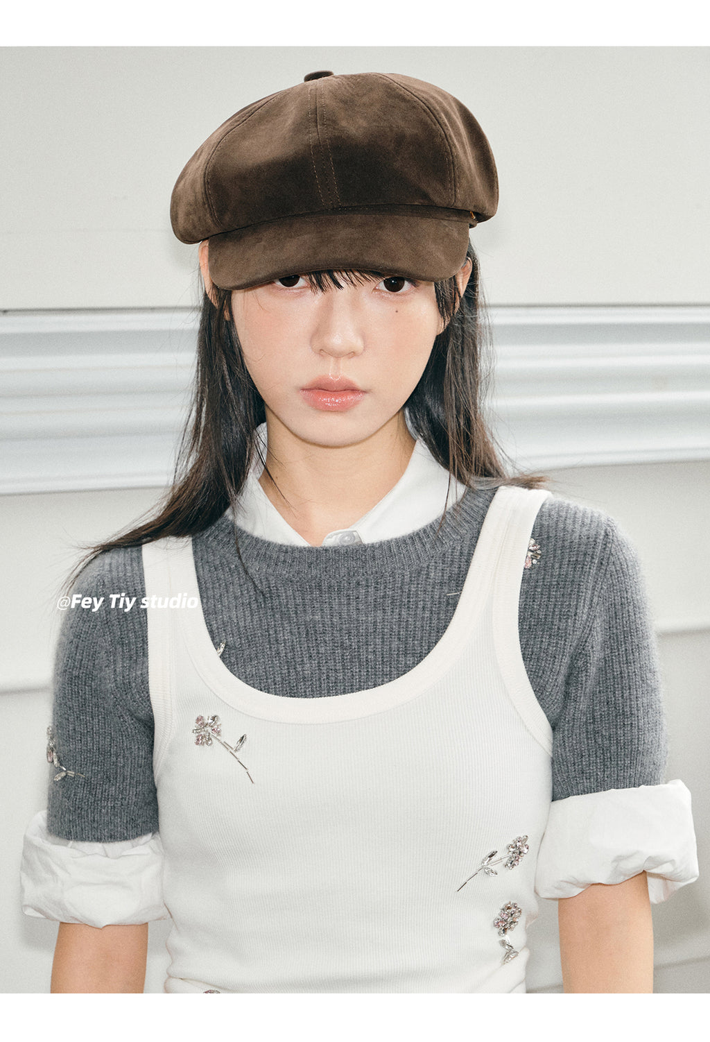 FEITIY Custom designed suede baseball cap, fashion classic style, new autumn and winter style, women's multi-purpose octagonal beret.