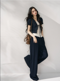 7SHIFTIN High-waisted wide-leg pants with unique design, new summer style, flattering wide-leg pants, natural solid color