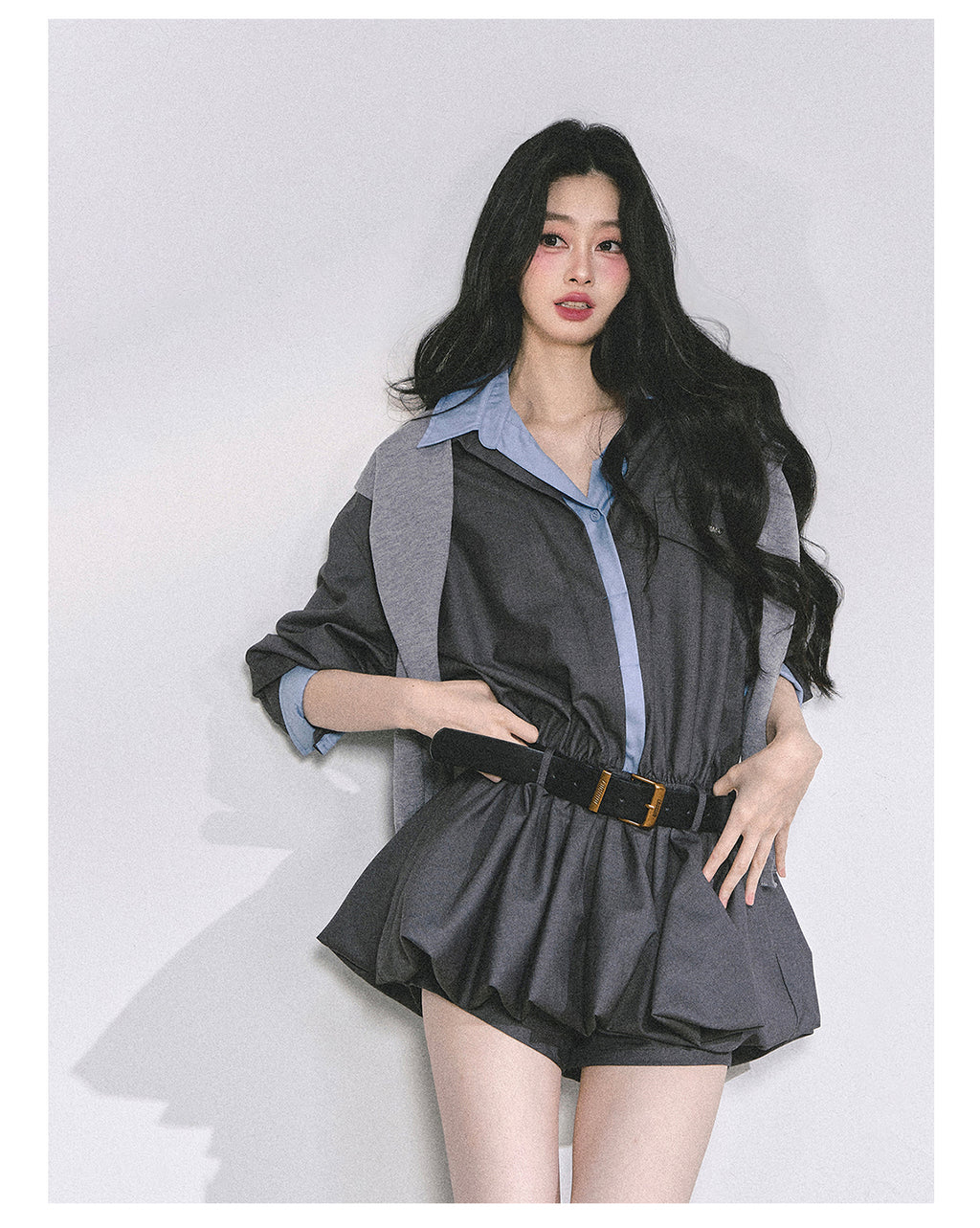 SHAOYEYAN Hepburn style shirt dress with shorts for women autumn waist hugging short skirt bright student style