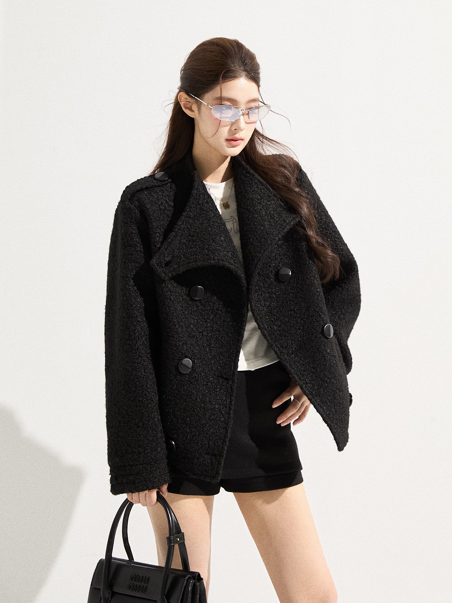 THEROUS Women's stand-up collar fleece jacket, new autumn/winter style, Korean fashion, high-end, loose-fitting, windproof