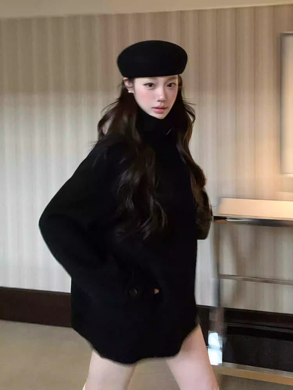 LaluneDuCiel 100% Korean-style double-sided wool coat for teenage girls.