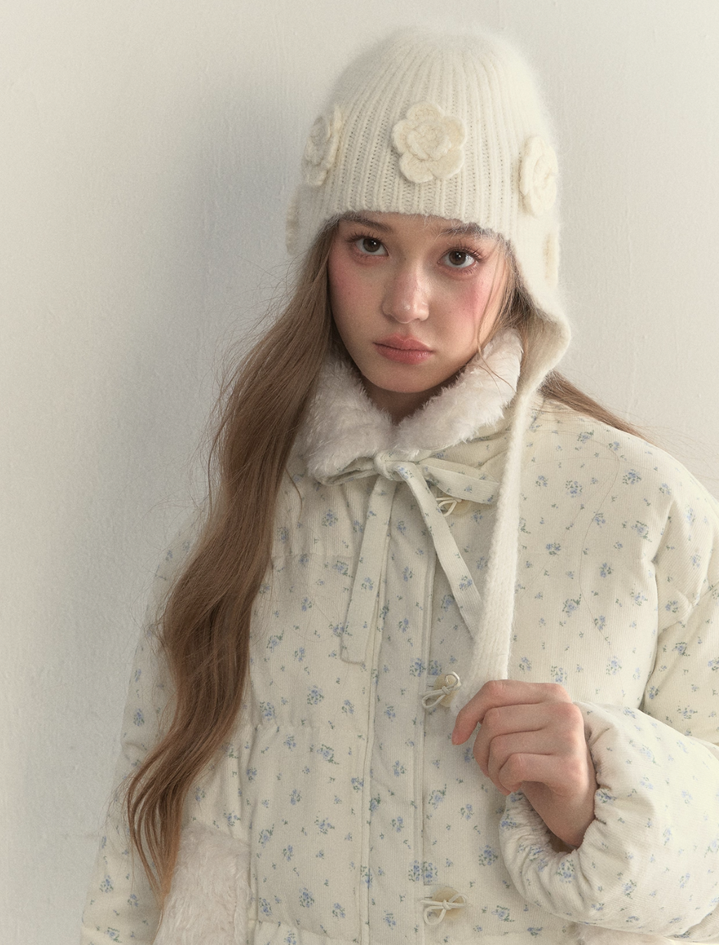 SUNSETPARK 3D Snow Flower Knitted Hat SunsetPark Gift/Sunset Park Bunny Fur for Winter