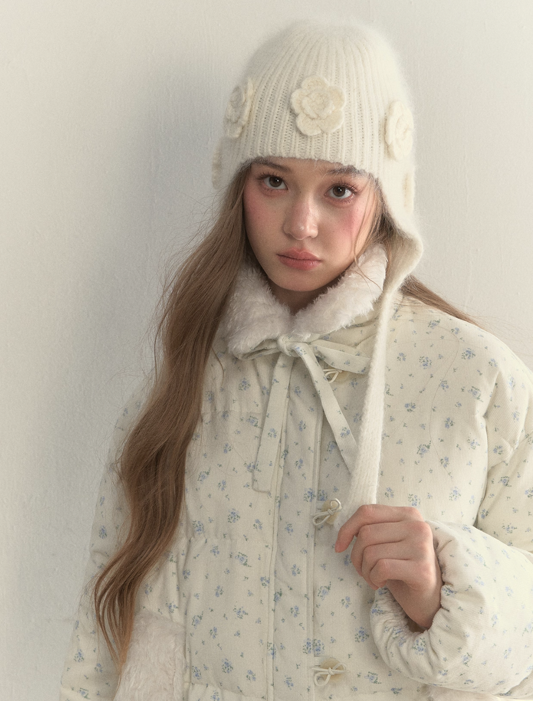 SUNSETPARK 3D Snow Flower Knitted Hat SunsetPark Gift/Sunset Park Bunny Fur for Winter