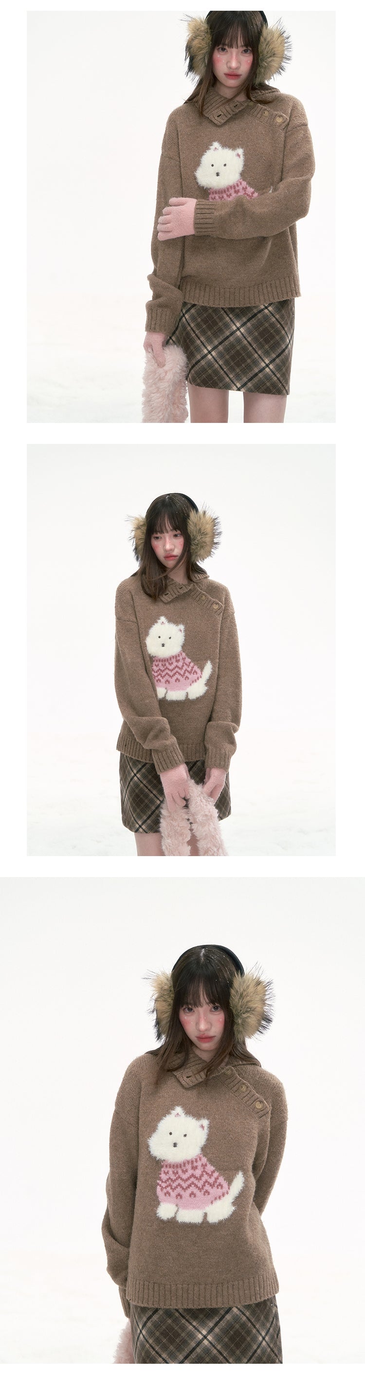 CANSTORE Women's New Winter Loose Puppy Knitted Sweater 'Cocoa Mousse'