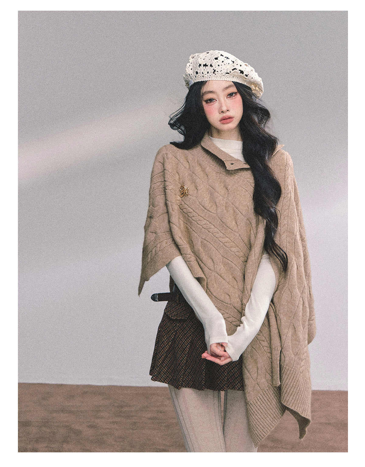 Shaoyeyan Women's Autumn Winter French Style High-end Knitted Wool Coat Loose Fit