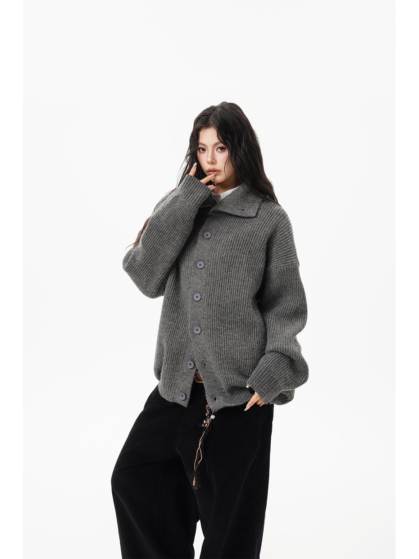 BWKA Men's and Women's Autumn and Winter Classic American Style Button-down Turtleneck Cardigan, High-end Knitted Wool Coat Loose and Comfortable