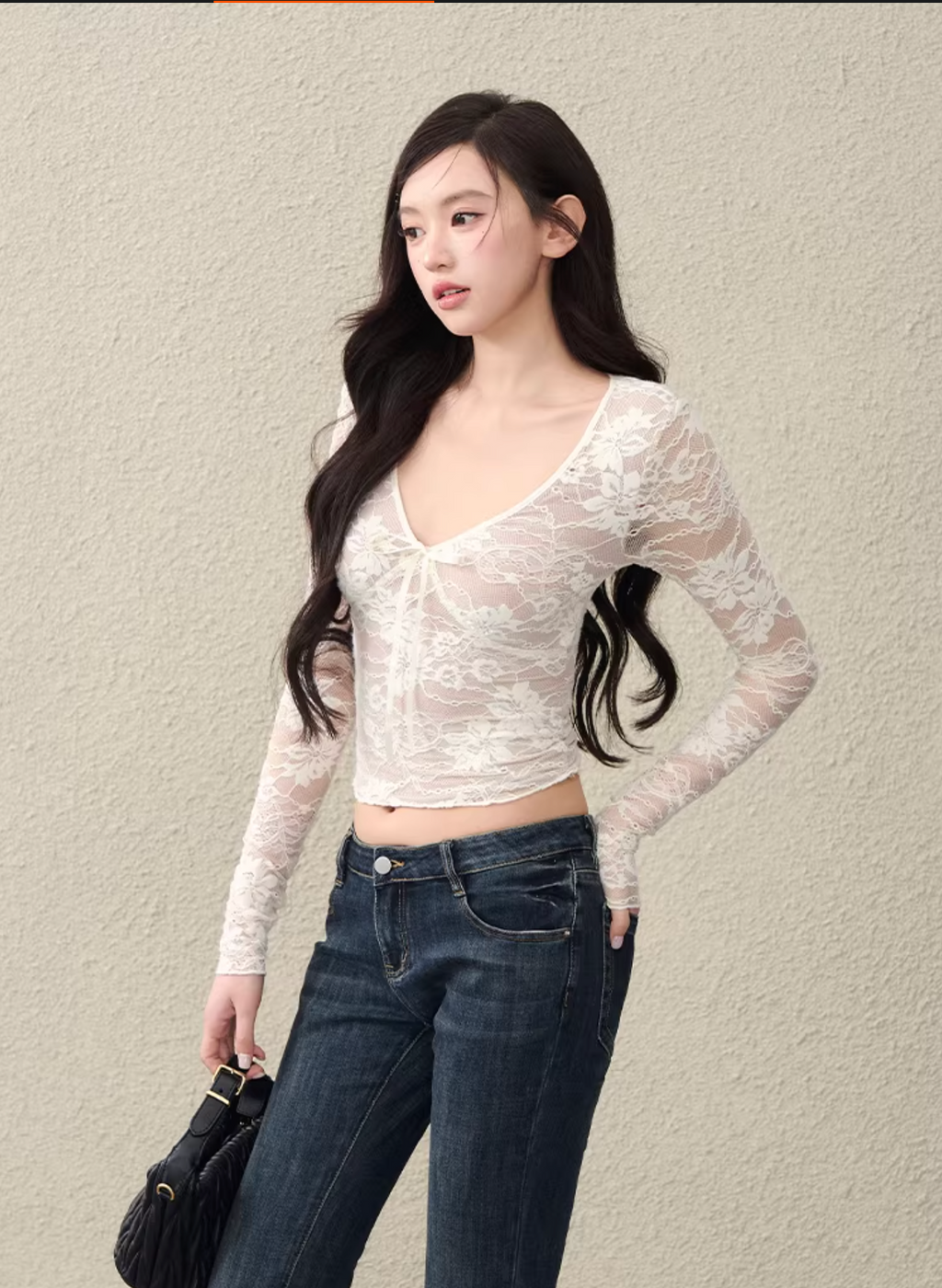 OIOIESSE Women's sexy and innocent lace tie top, stretchy white mesh material, inner lining