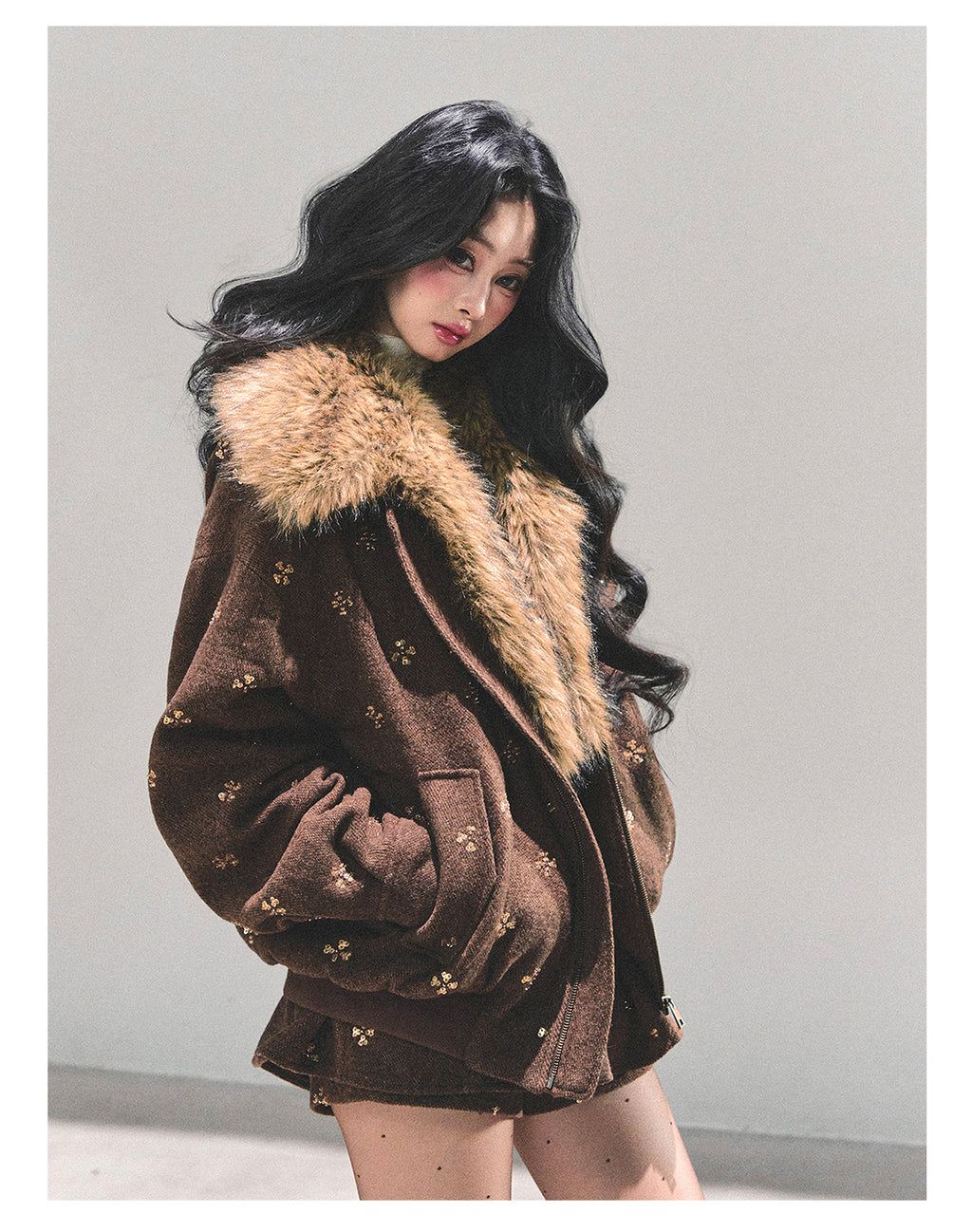 SHAOYEYAN Aomalm Women's Merard "Whisper of Falling Snow" Woolen Suit - Two-Piece Winter Quilted Jacket and Skirt Set