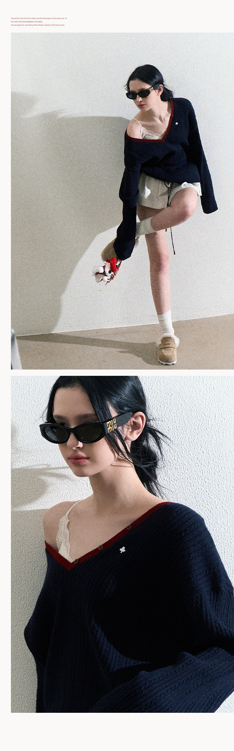 OAKMOO "The River Crossed Me" - Fashionable V-neck knit sweater, perfect for everyday wear and work.