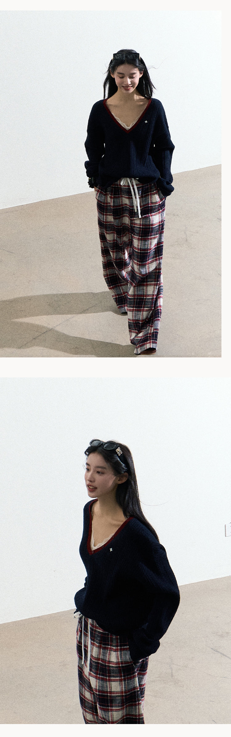 OAKMOO "The River Crossed Me" - Fashionable V-neck knit sweater, perfect for everyday wear and work.