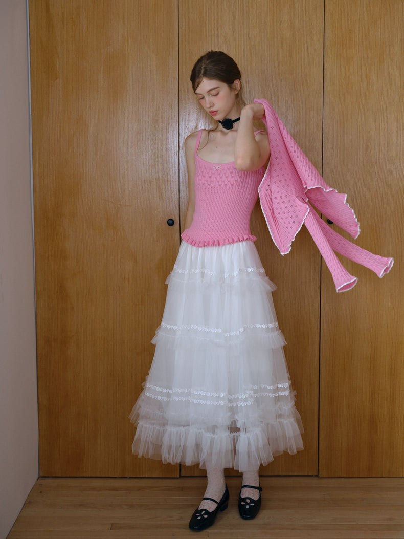 ISISLOVE Unique design, gorgeous white tulle midi skirt, super flowy and layered, perfect for fall.