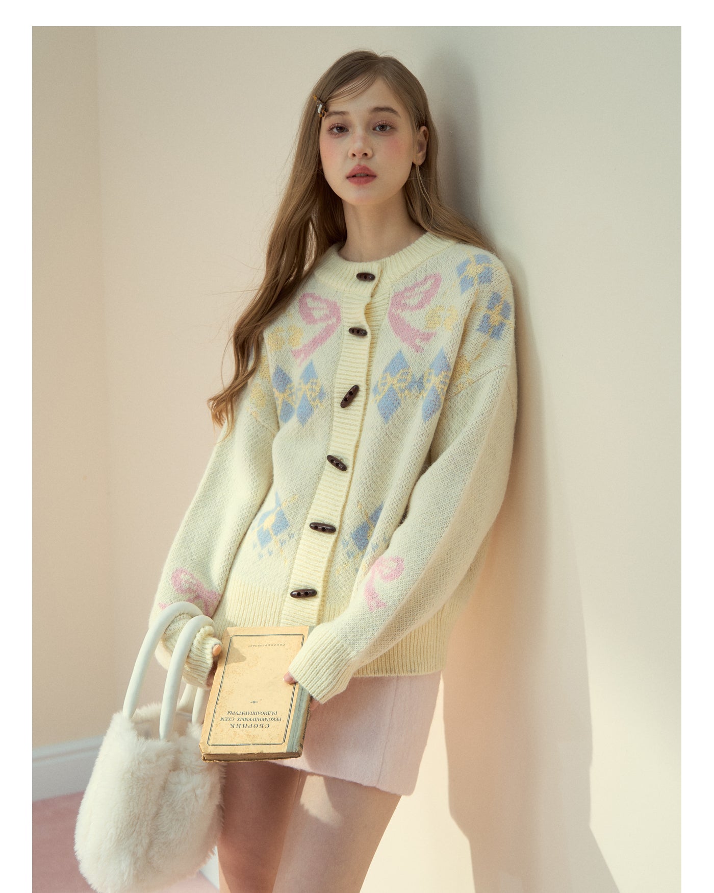 SunsetPark Women's "Warm bow fair ísle" Classic Button-Down Wool Coat