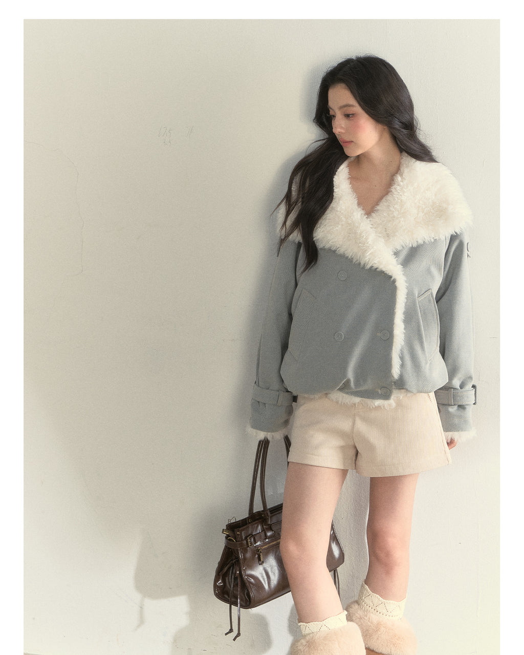 SUNSET PARK "Warm Winter Oak Forest" Soft Double-Breasted Fleece Parka