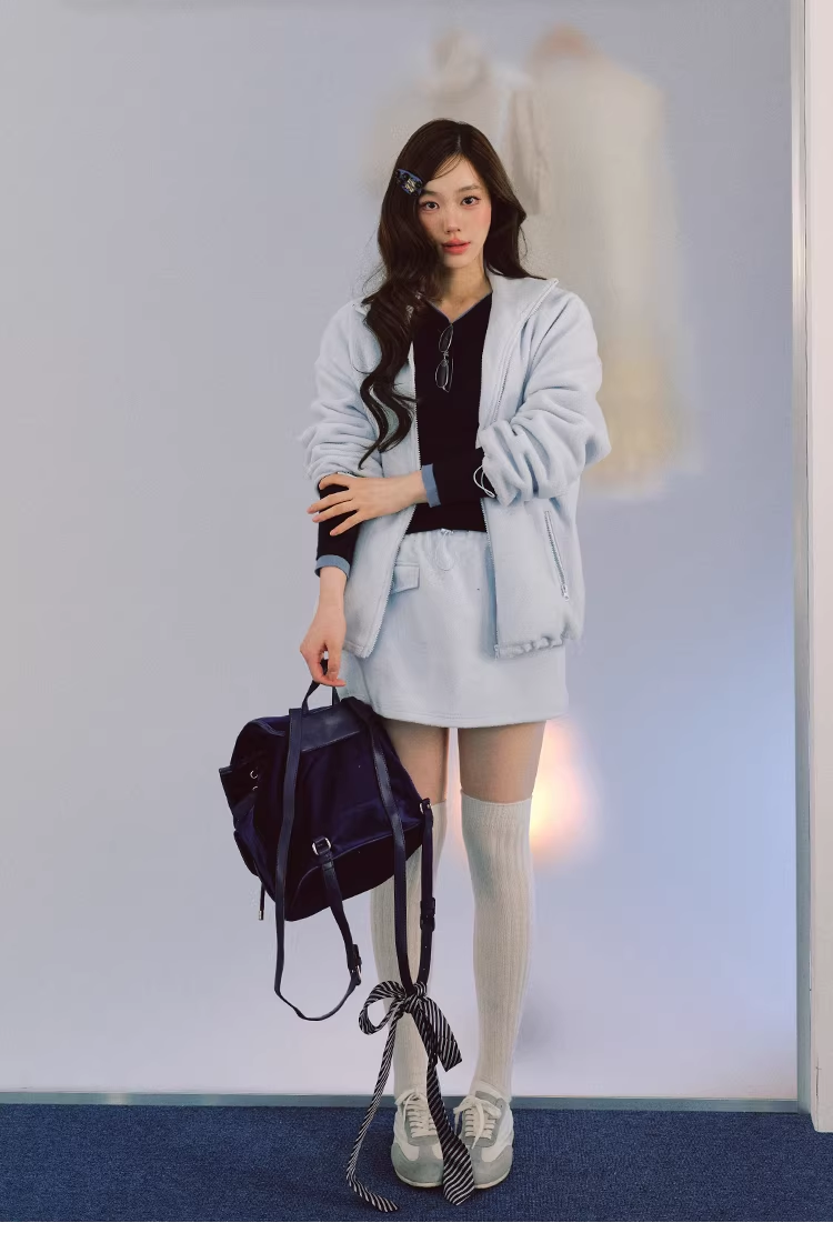 LaluneDuCiel Bobbi cotton fleece stand-collar jacket, comfortable and casual style, versatile.