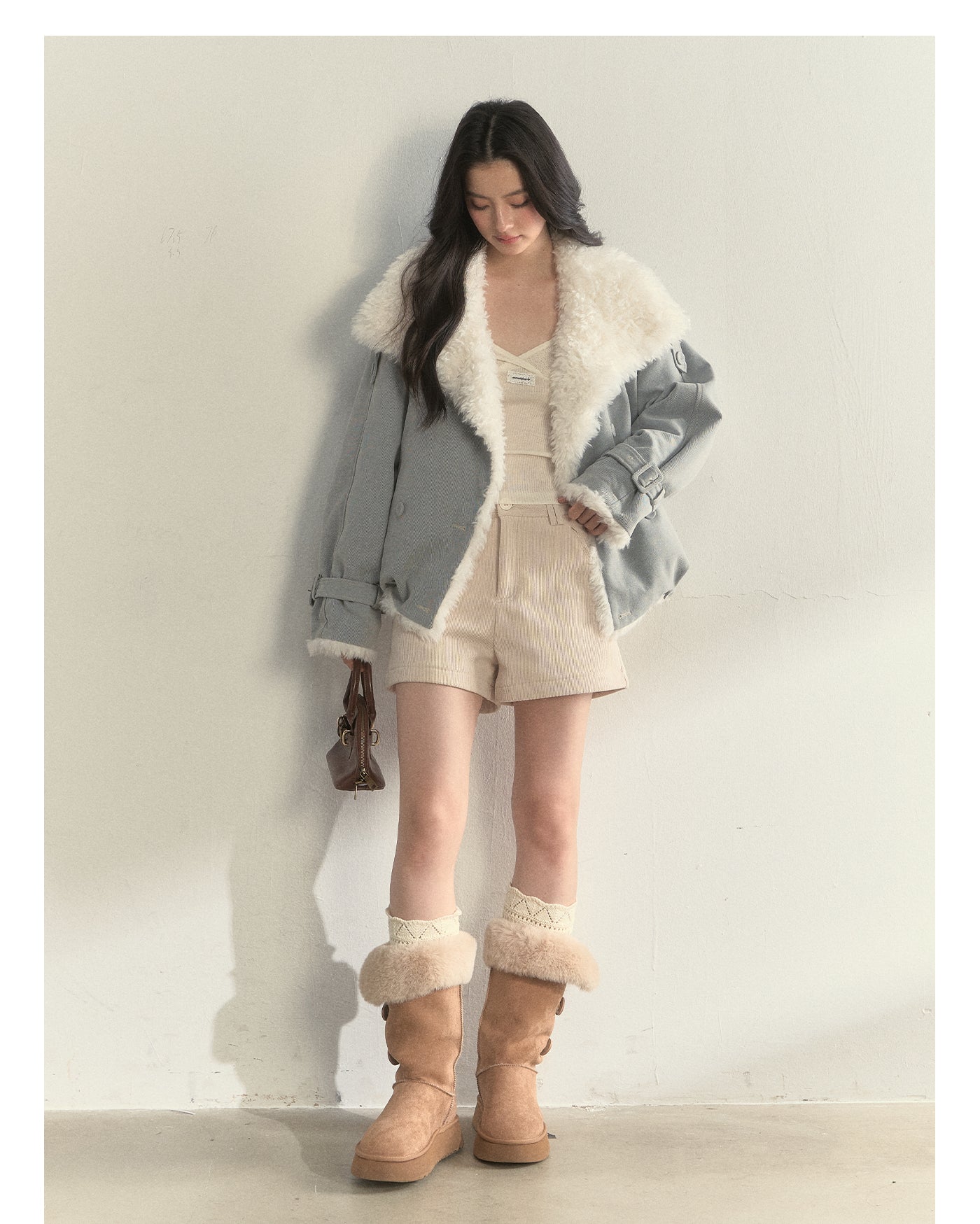 SUNSET PARK "Warm Winter Oak Forest" Soft Double-Breasted Fleece Parka