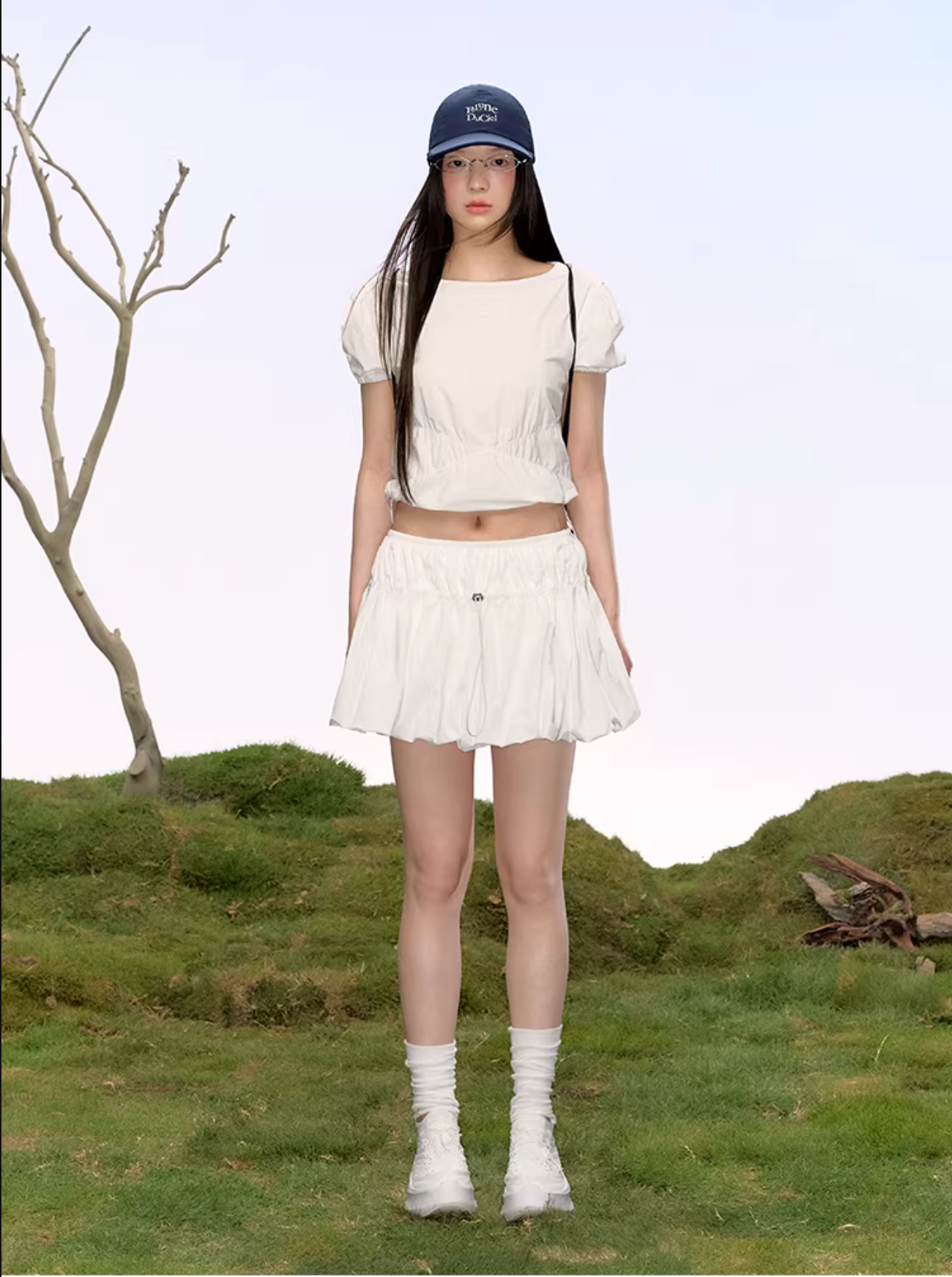 LaluneDuCiel Elegant and youthful tulip skirt for women, solid color, cute design, suitable for summer