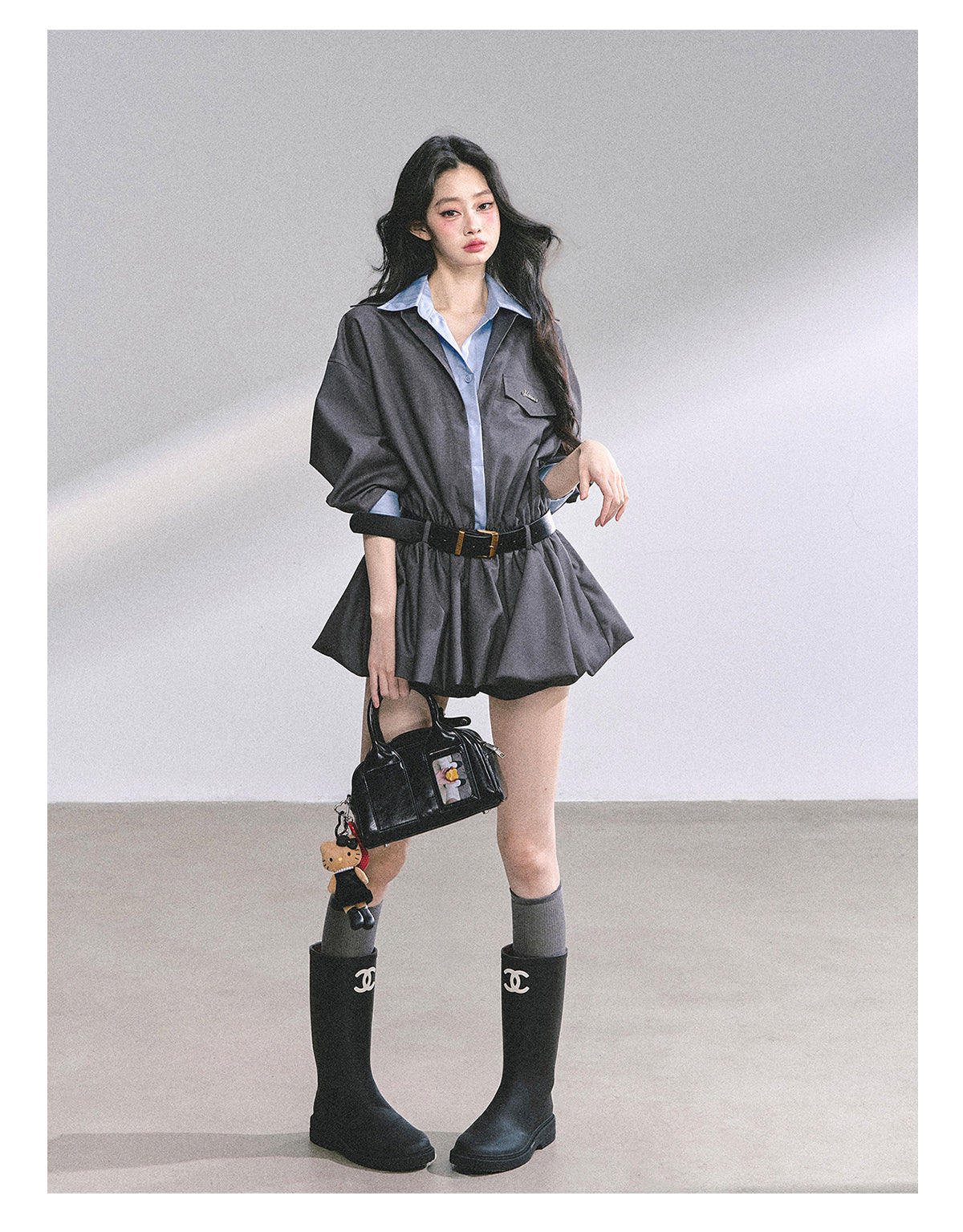 SHAOYEYAN Hepburn style shirt dress with shorts for women autumn waist hugging short skirt bright student style