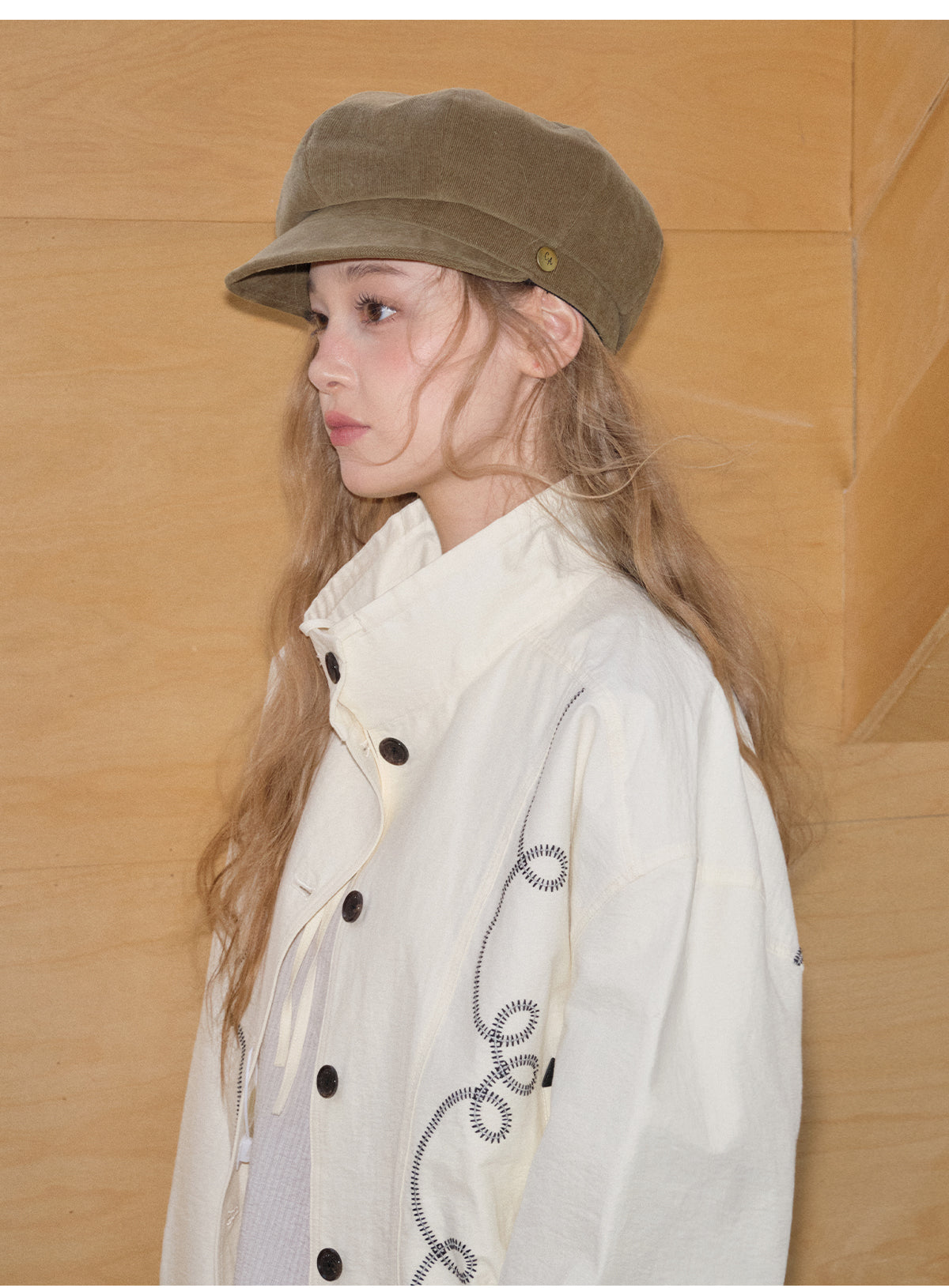 FEITIY New Autumn and Winter Fashion Retro Newsboy Cap Octagon Small Face Short Brim Corduroy Women's Baseball Cap