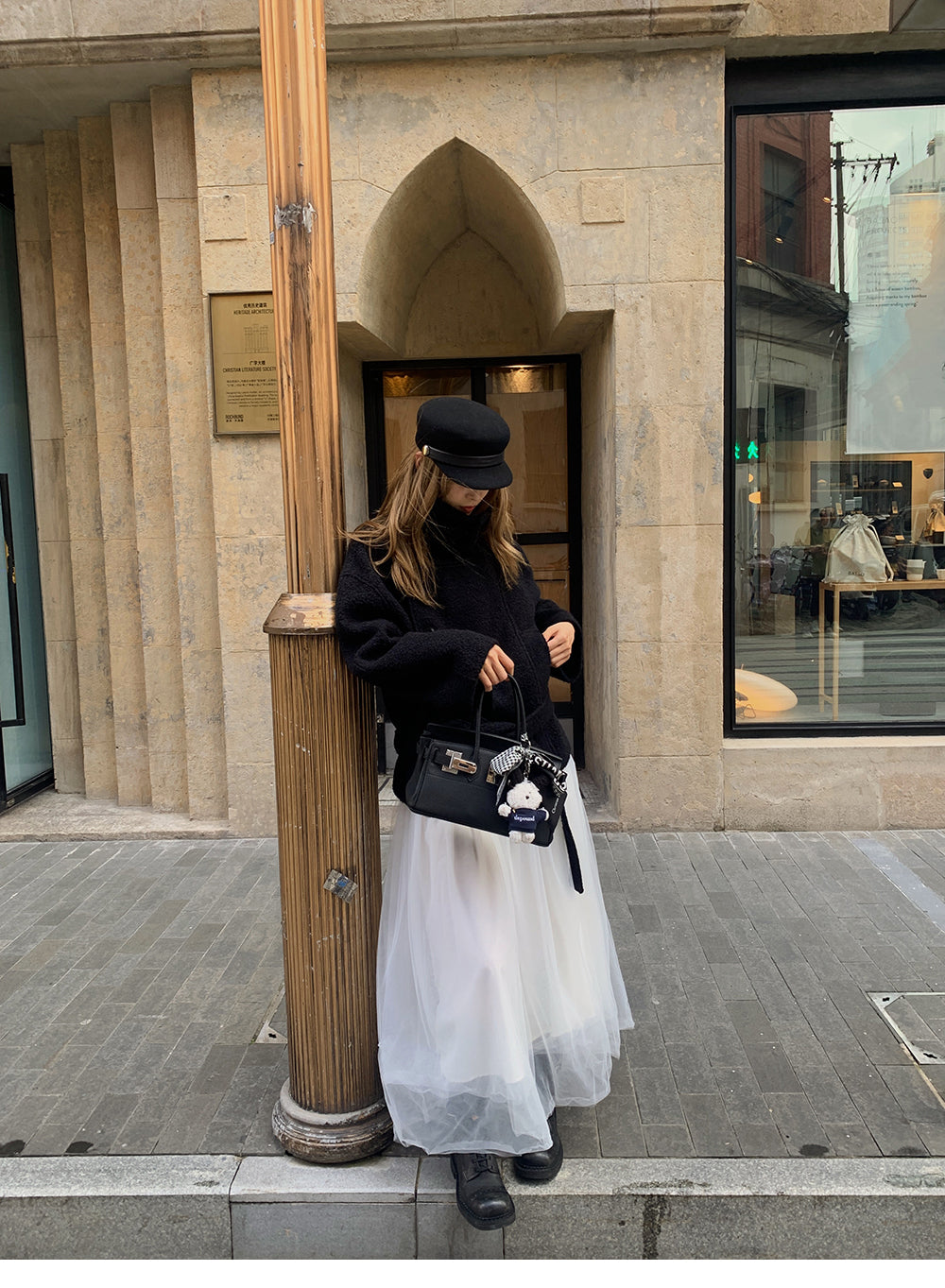 XZICHIC continues the classic style of Kim Min-hee wool coat, women's winter coat, size 57 (wool and alpaca wool).