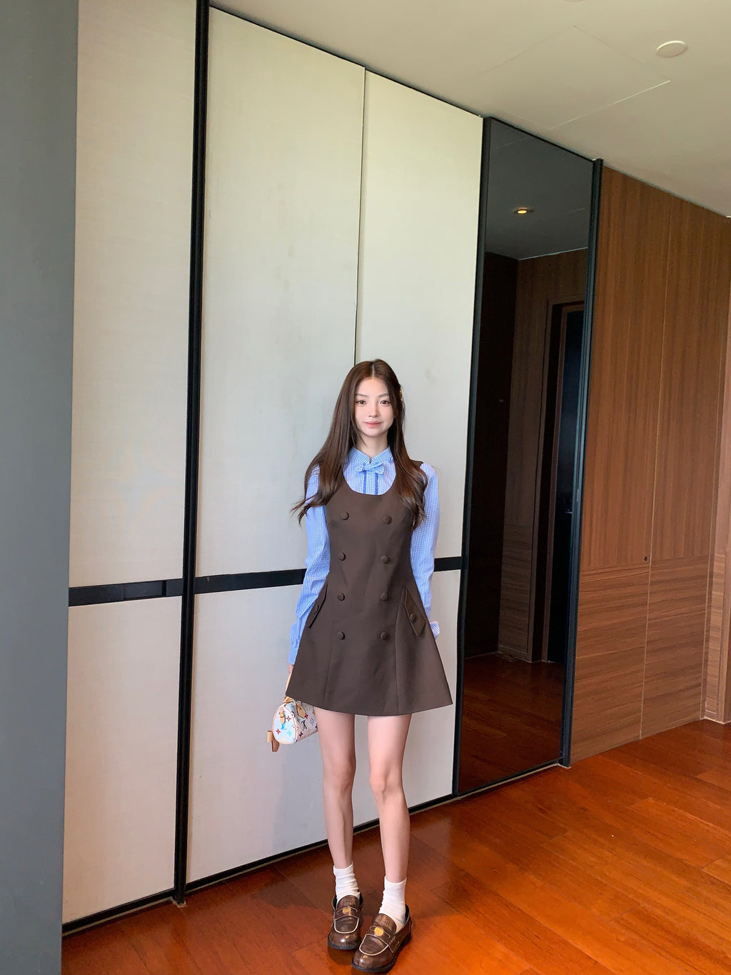 RISEAAUU "Miss Betty" women's autumn college style striped sleeveless vest dress slim short dress